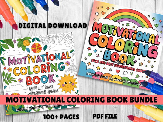 Motivational Quote Digital Coloring Book Bundle